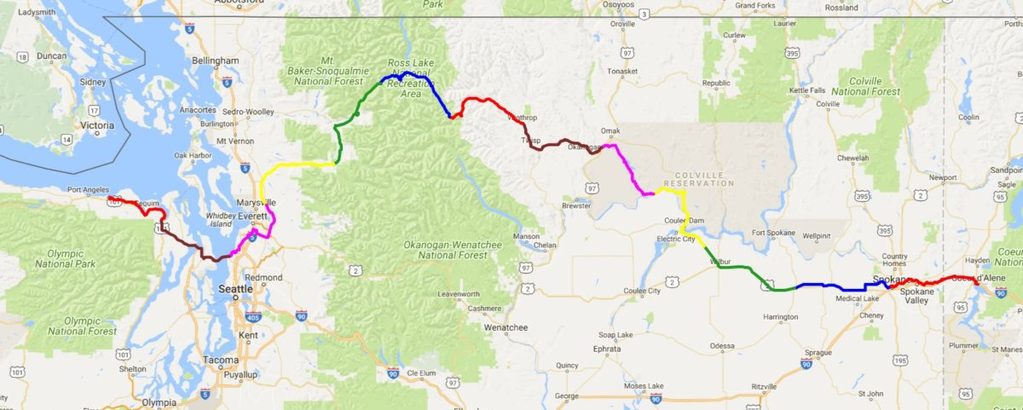 Map of Ian's Ride 2018 route