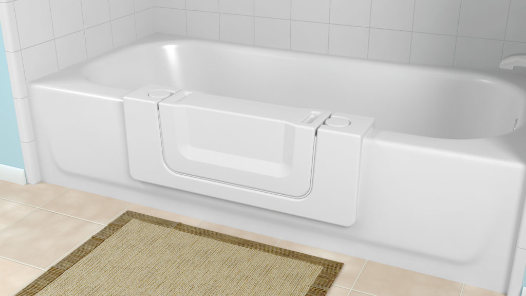 Non-slip handicap bathtub with the step-in insert in place