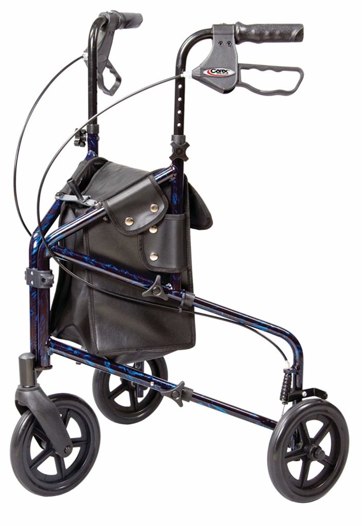 Carex 3 Wheel Walker for Seniors, Foldable, Rollator Walker