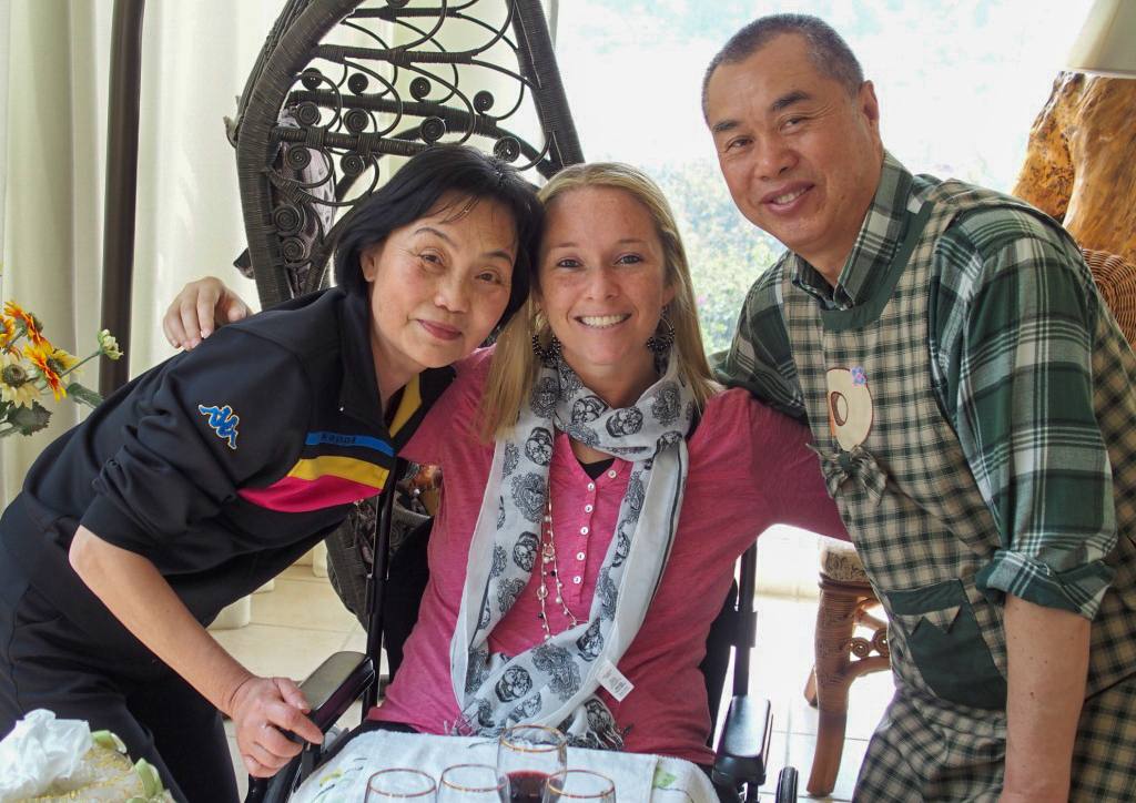 Ali Ingersoll is flanked by two of her doctors in China — Dr. Zhu Hui on the left and Dr. Lansheng Liu on the right.