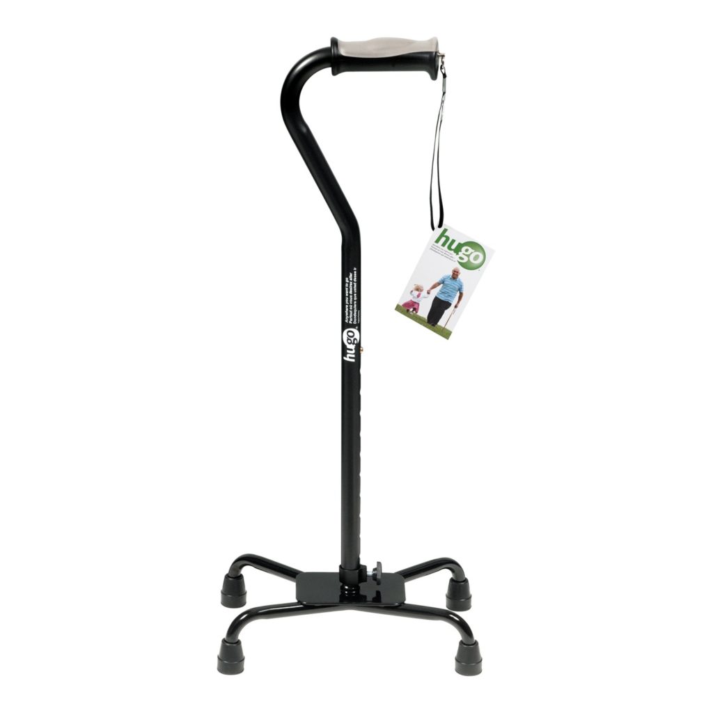 Hugo Mobility Adjustable Quad Cane for Right or Left Hand Use