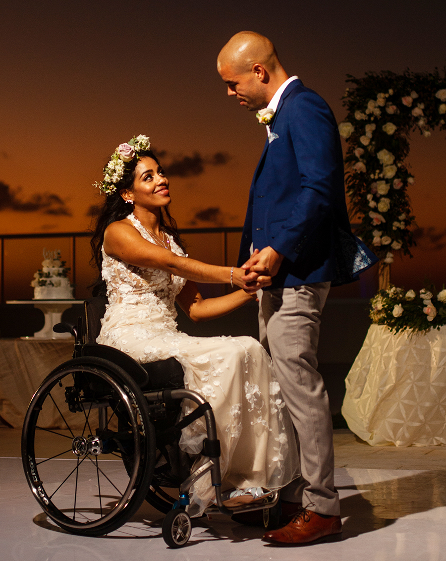 Arianny Ramirez recently married her beau, Pat, after two and a half years of dating. “Definitely communication is so important — talking about your fears — from the beginning, getting it all out there,” she says. “You’re giving a person a chance to understand what your life is like and if they want to be part of it.”