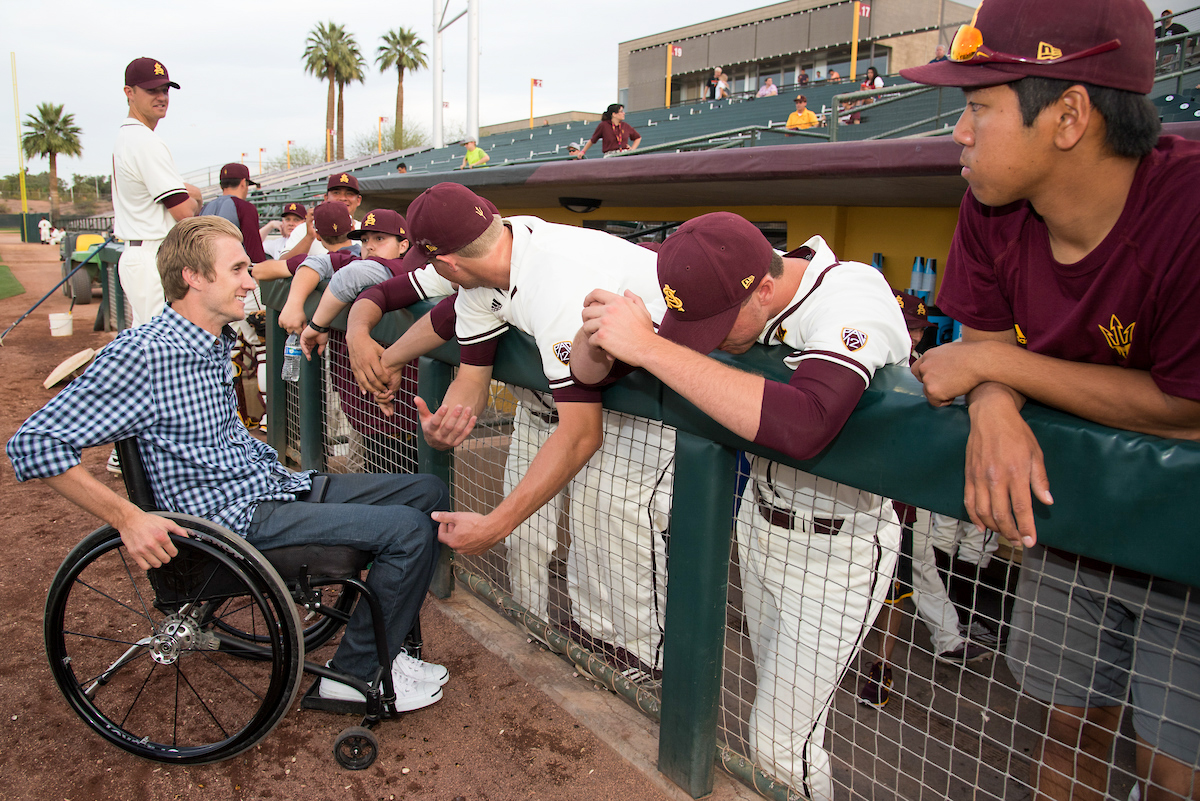 Hahn has never let his injury keep him away from baseball or his alma mater, Arizona State.