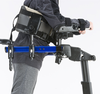 The Rifton Pacer gait trainer arm prompts in correct position
