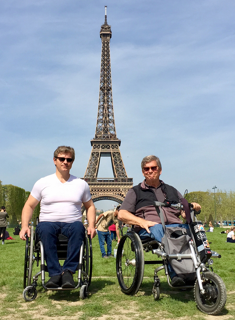 Alan Toy and his friend John pose for the ubiquitious Eiffel Tower snapshot
